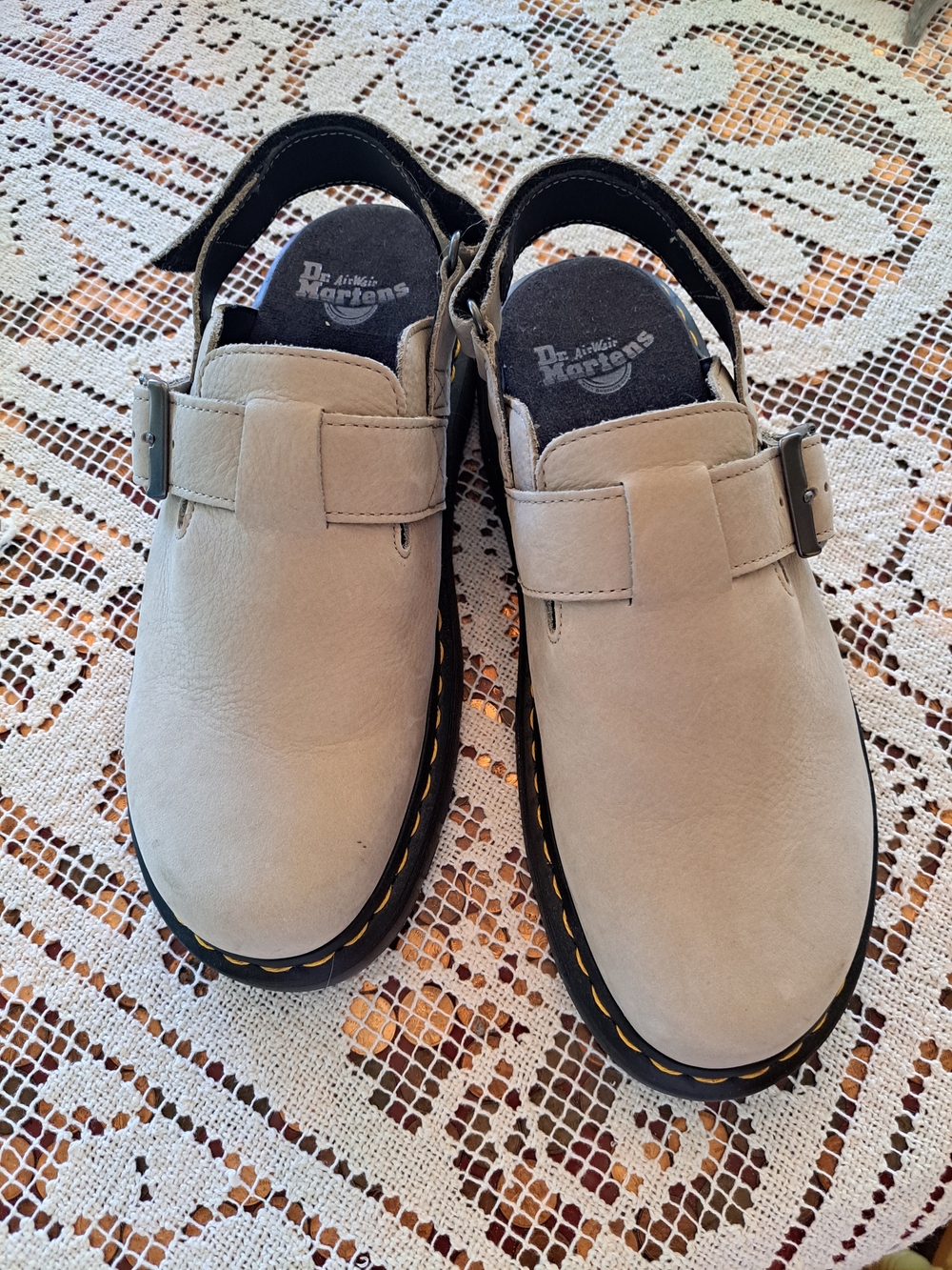 Dr. Martens Taupe Leather Slingback Jorge II SZ 10 New